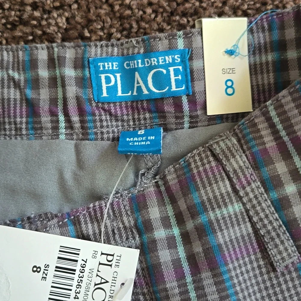 NEW The Children's Place Gray Purple Paid Skort 8